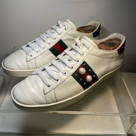 GUCCI ace peral studded white Snearkers with spikes sz 39.5 made in italy - Picture 3 of 16